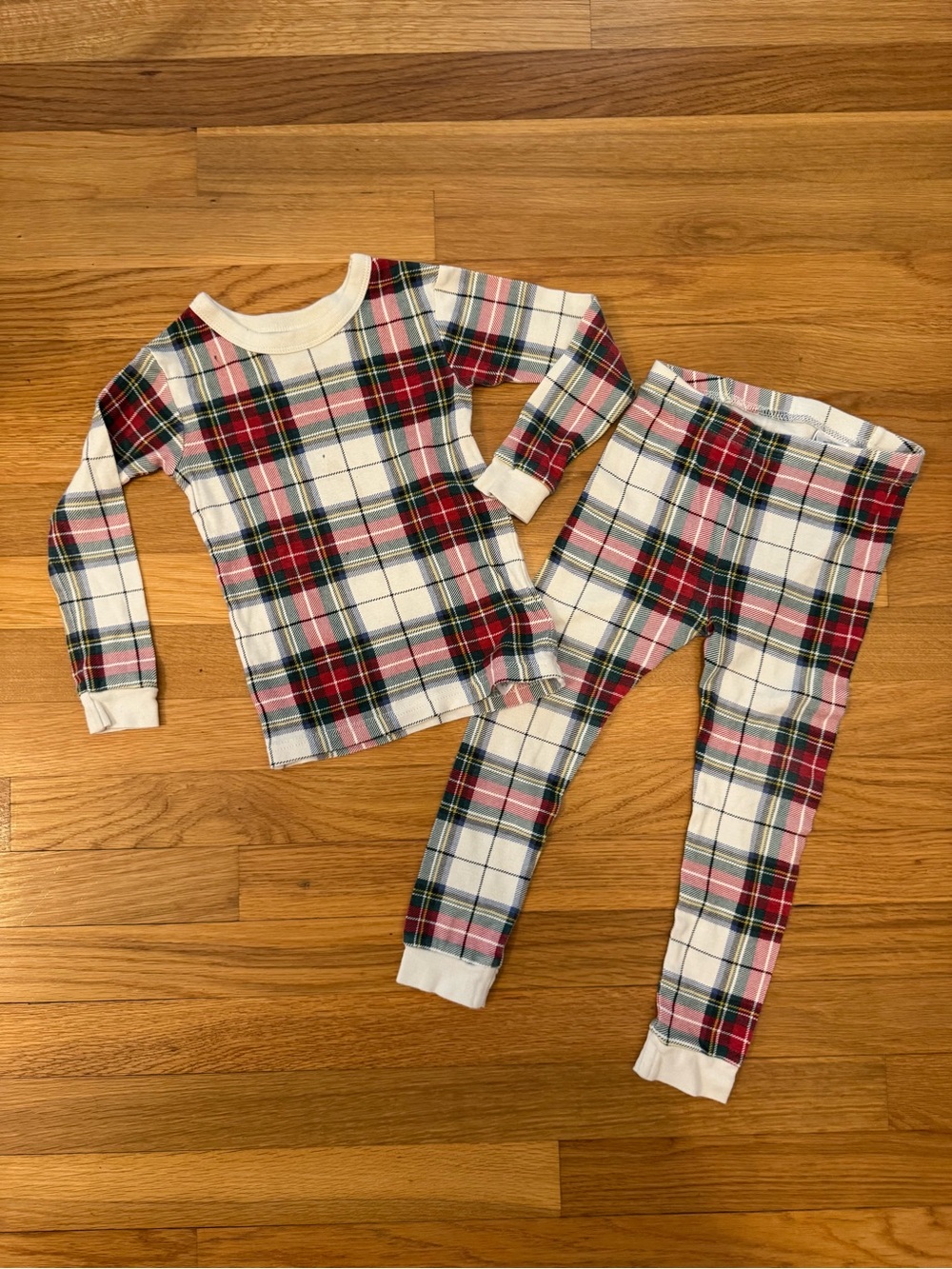 GAP Plaid Long-Sleeve Kids Pajama Set - Red, Green, Blue & Cream